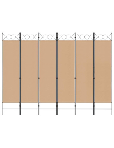 Divisore per Stanza a 6 Pannelli Beige 240 x 180 cm Tessuto