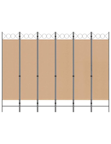 Divisore per Stanza a 6 Pannelli Beige 240 x 180 cm Tessuto