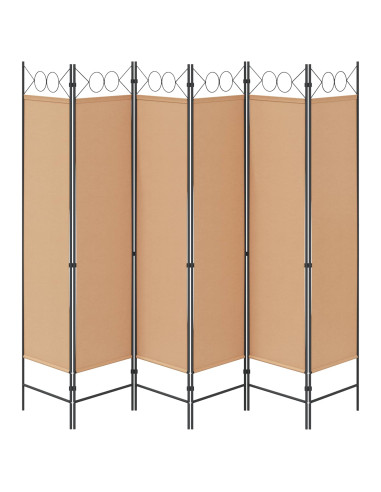 Divisore per Stanza a 6 Pannelli Beige 240 x 180 cm Tessuto