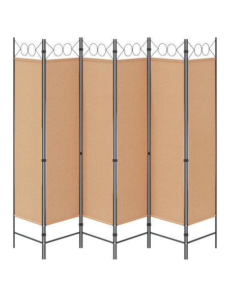 Divisore per Stanza a 6 Pannelli Beige 240 x 180 cm Tessuto