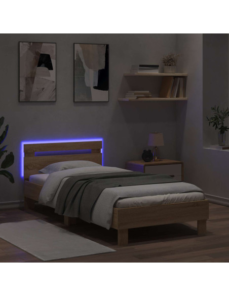 Letto con LED Rovere Sonoma 80 x 200 cm Legno ingegnerizzato