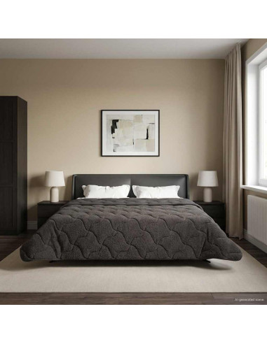 Duvet Estivo Antracite 240 x 260 cm Microfibra e Fleece Teddy