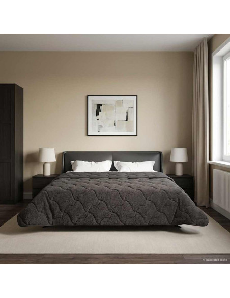 Duvet Estivo Antracite 240 x 260 cm Microfibra e Fleece Teddy