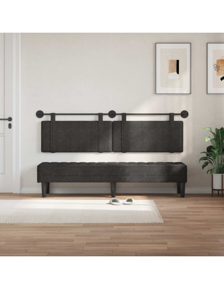 Testata appesa Tinta unita Nero 190 x 55 x 5 cm PU Antico
