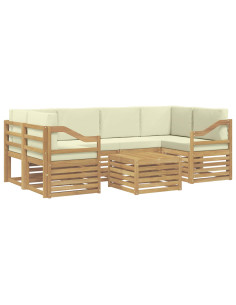 Set di divani da esterno 7 pcs Bianco e Crema Poliestere 2