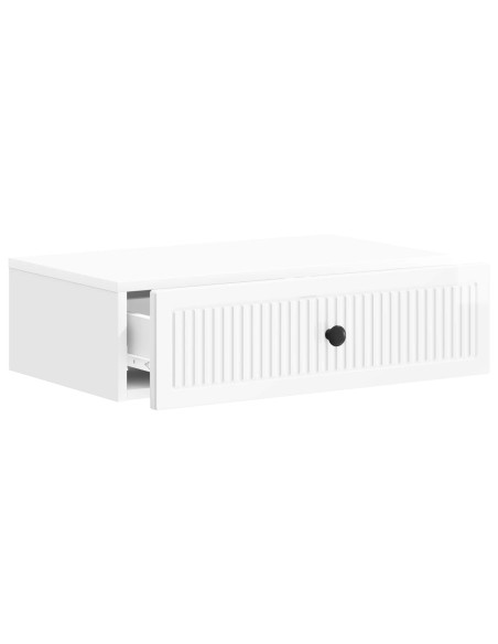 Tavolino da Parete Laterale Bianco Lucido 59 x 34,5 x 17 cm