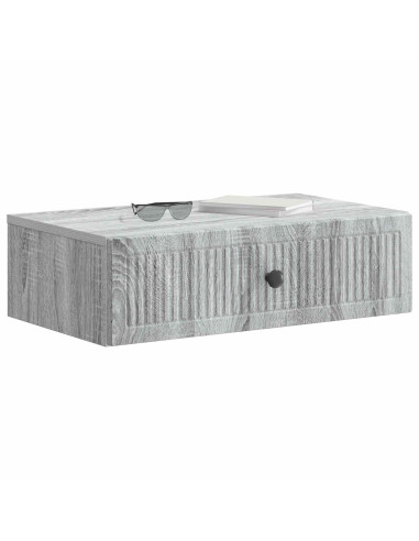 Tavolino da Parete Laterale Grigio Sonoma 59 x 34,5 x 17 cm