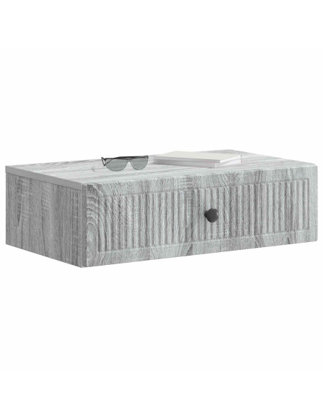 Tavolino da Parete Laterale Grigio Sonoma 59 x 34,5 x 17 cm