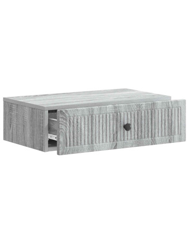 Tavolino da Parete Laterale Grigio Sonoma 59 x 34,5 x 17 cm