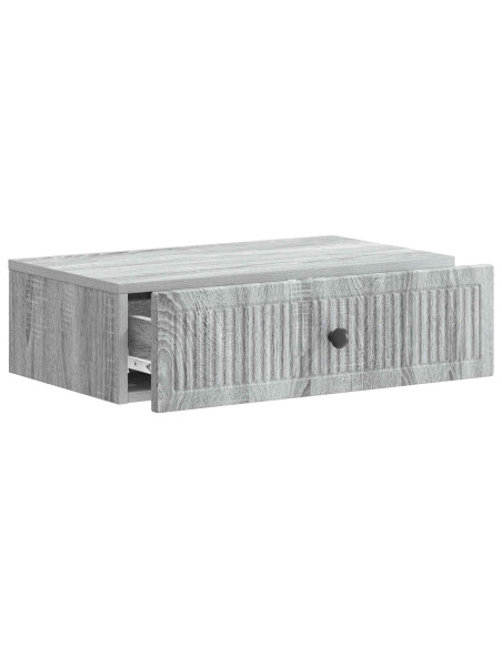 Tavolino da Parete Laterale Grigio Sonoma 59 x 34,5 x 17 cm