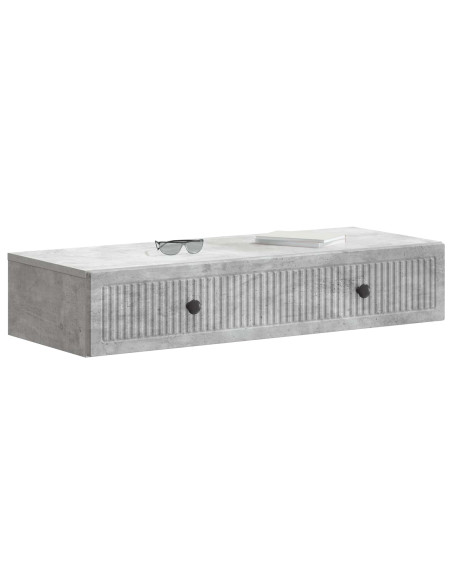 Tavolino da Parete Laterale Grigio Cemento 87,5 x 34,5 x 17 cm