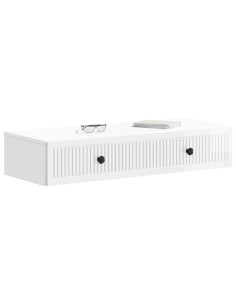 Tavolino da Parete Laterale Bianco Lucido 87,5 x 34,5 x 17 cm 2