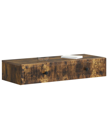 Tavolino da Parete Laterale Rovere Fumo 87,5 x 34,5 x 17 cm