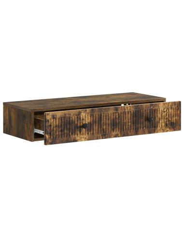 Tavolino da Parete Laterale Rovere Fumo 87,5 x 34,5 x 17 cm