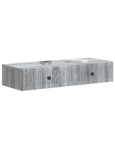 Tavolino da Parete Laterale Grigio Sonoma 87,5 x 34,5 x 17 cm 2