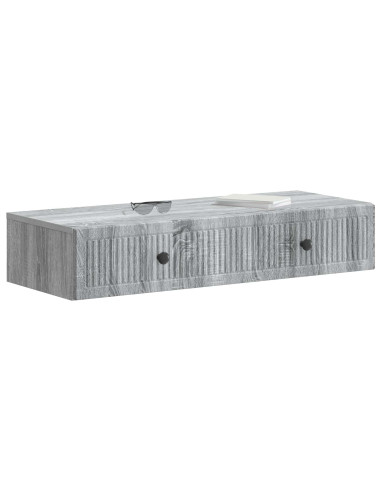 Tavolino da Parete Laterale Grigio Sonoma 87,5 x 34,5 x 17 cm