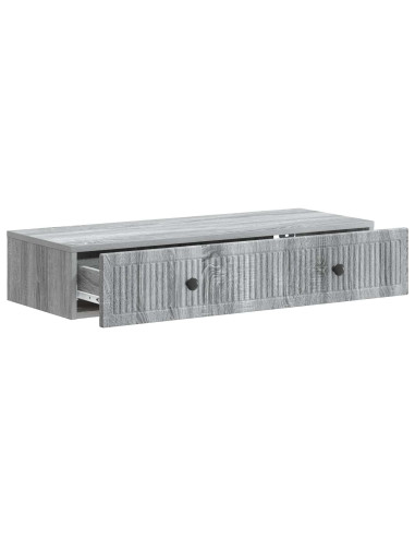 Tavolino da Parete Laterale Grigio Sonoma 87,5 x 34,5 x 17 cm