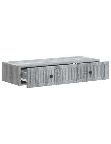 Tavolino da Parete Laterale Grigio Sonoma 87,5 x 34,5 x 17 cm