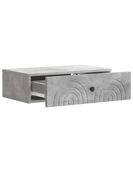 Tavolino da Parete Laterale Grigio Cemento 59 x 34,5 x 17 cm