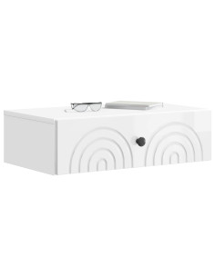 Tavolino da Parete Laterale Bianco Lucido 59 x 34,5 x 17 cm 2