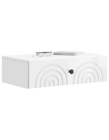 Tavolino da Parete Laterale Bianco Lucido 59 x 34,5 x 17 cm