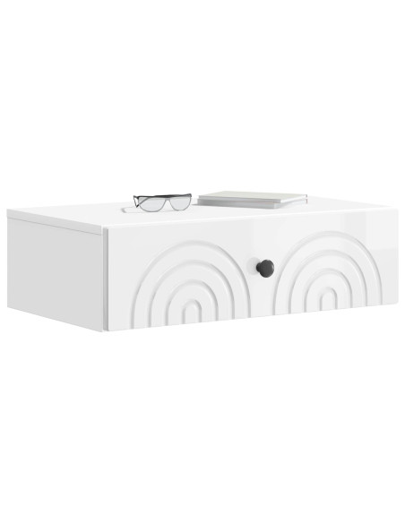 Tavolino da Parete Laterale Bianco Lucido 59 x 34,5 x 17 cm