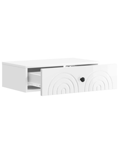 Tavolino da Parete Laterale Bianco Lucido 59 x 34,5 x 17 cm