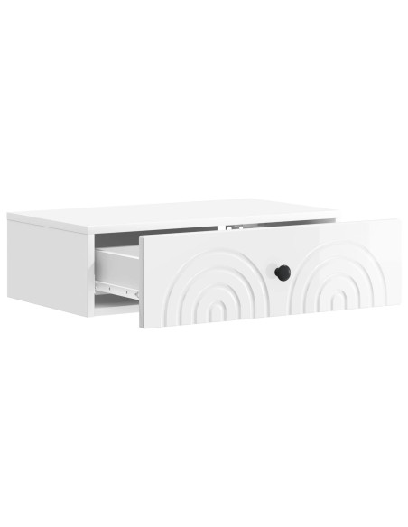 Tavolino da Parete Laterale Bianco Lucido 59 x 34,5 x 17 cm