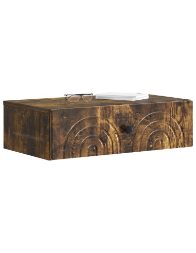 Tavolino da Parete Laterale Rovere Fumo 59 x 34,5 x 17 cm