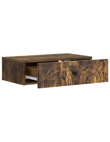 Tavolino da Parete Laterale Rovere Fumo 59 x 34,5 x 17 cm