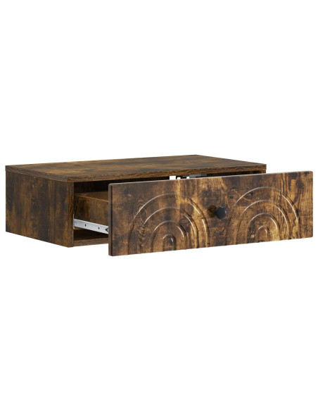 Tavolino da Parete Laterale Rovere Fumo 59 x 34,5 x 17 cm