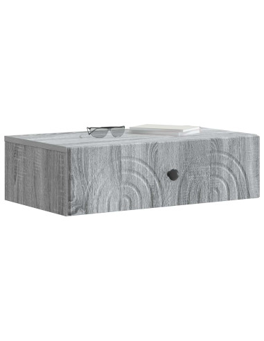 Tavolino da Parete Laterale Grigio Sonoma 59 x 34,5 x 17 cm
