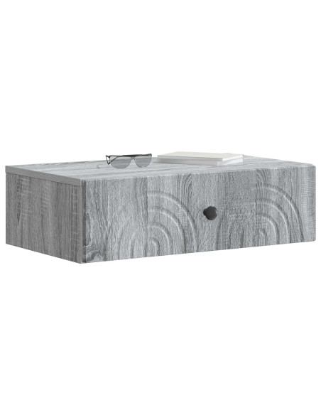 Tavolino da Parete Laterale Grigio Sonoma 59 x 34,5 x 17 cm