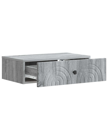Tavolino da Parete Laterale Grigio Sonoma 59 x 34,5 x 17 cm
