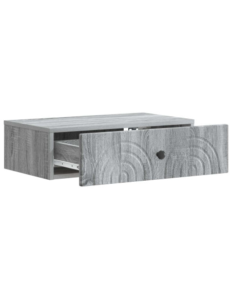Tavolino da Parete Laterale Grigio Sonoma 59 x 34,5 x 17 cm