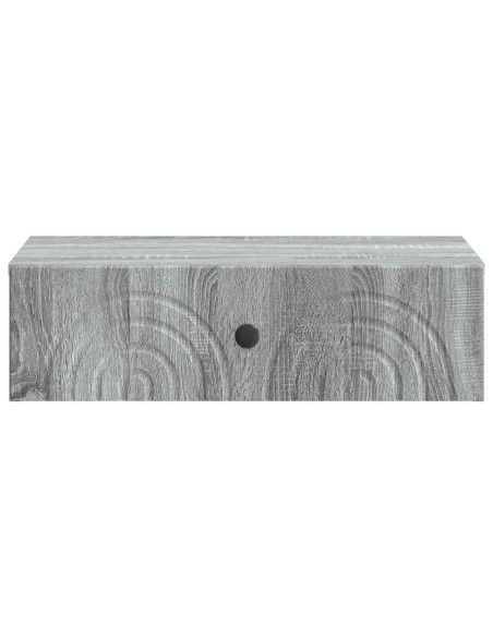 Tavolino da Parete Laterale Grigio Sonoma 59 x 34,5 x 17 cm