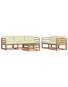 Set di divani da esterno con cuscino 6 pcs Naturale e Crema 2
