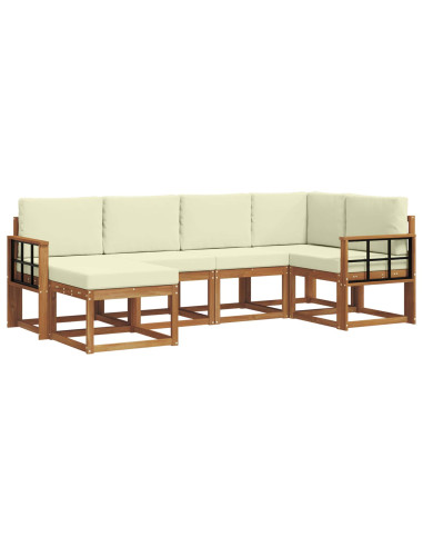 Set di divani da esterno con cuscino 6 pcs Naturale e Crema