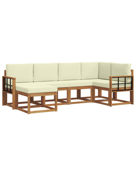 Set di divani da esterno con cuscino 6 pcs Naturale e Crema