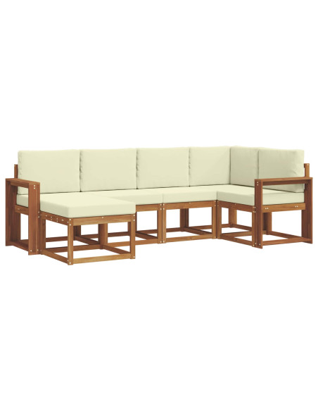Set di divani da esterno con cuscino 6 pcs Naturale e Crema