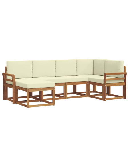 Set di divani da esterno con cuscino 6 pcs Naturale e Crema