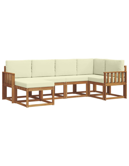 Set di divani da esterno con cuscino 6 pcs Naturale e Crema