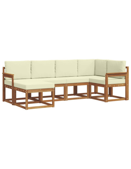 Set di divani da esterno con cuscino 6 pcs Naturale e Crema