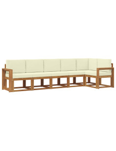 Set di divani da esterno con cuscino 6 pcs Naturale e Crema 2