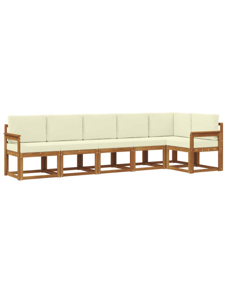 Set di divani da esterno con cuscino 6 pcs Naturale e Crema