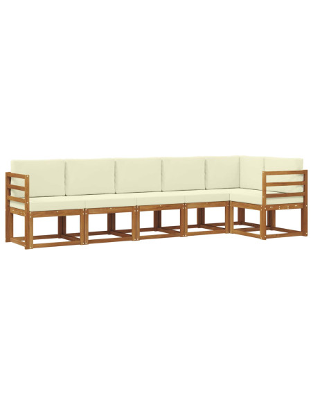 Set di divani da esterno con cuscino 6 pcs Naturale e Crema