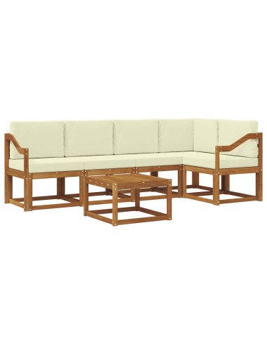 Set di divani da esterno con cuscino 6 pcs Naturale e Crema