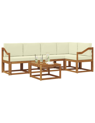Set di divani da esterno con cuscino 6 pcs Naturale e Crema