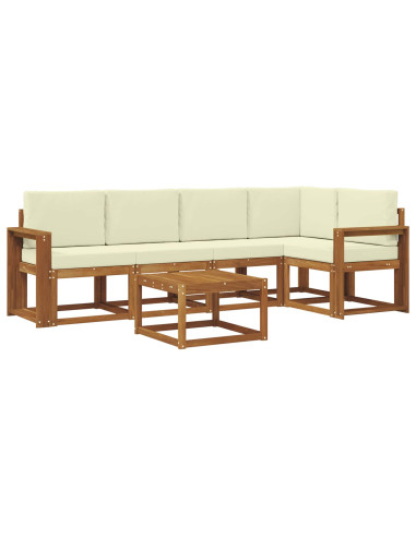 Set di divani da esterno con cuscino 6 pcs Naturale e Crema