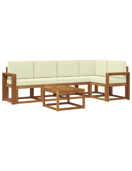 Set di divani da esterno con cuscino 6 pcs Naturale e Crema